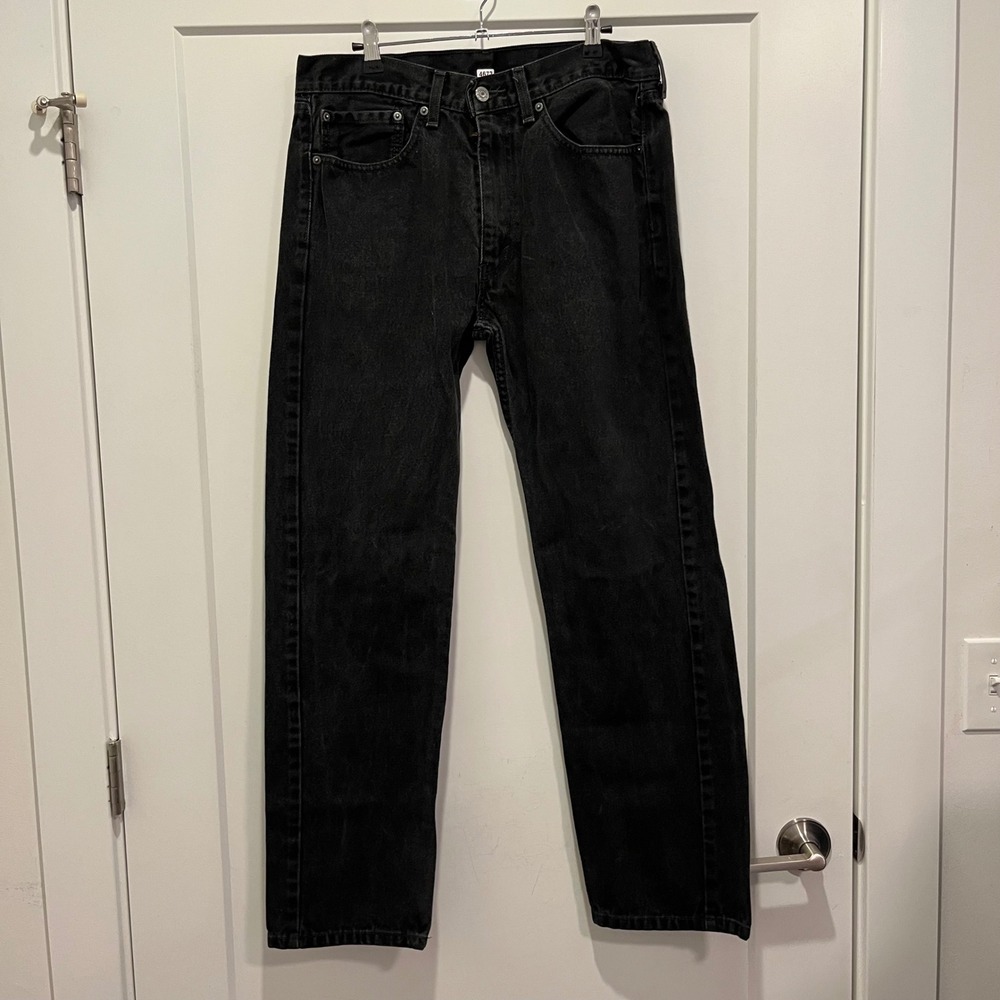 Levis 505 Regular Fit Straight Leg Black Denim Jeans Mens 34x32 00505-0260